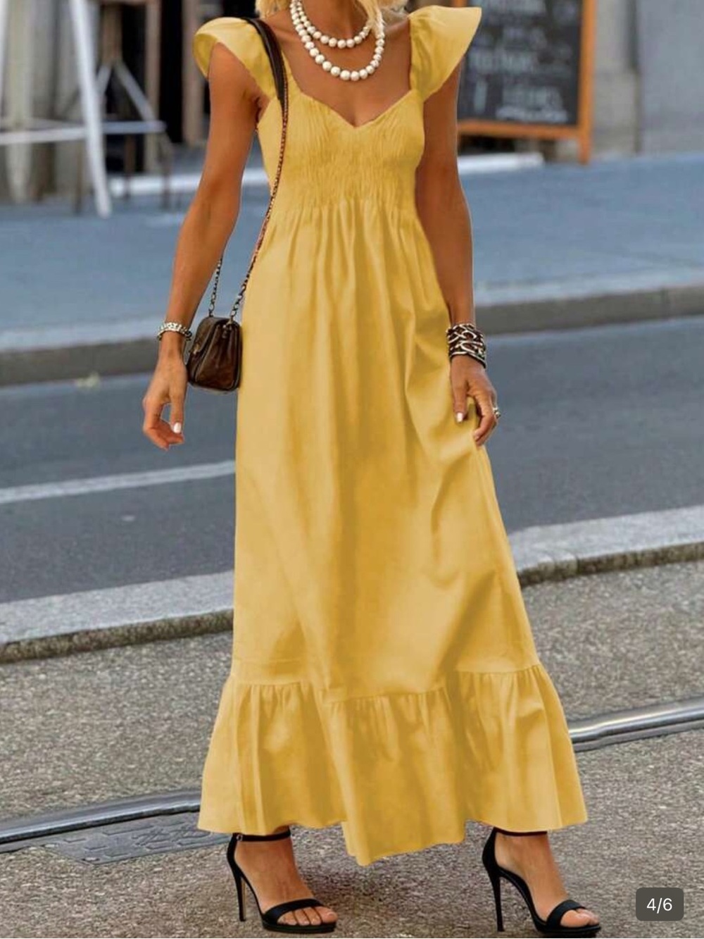 ✨ Yellow Flutter-Sleeve Maxi Dress ✨